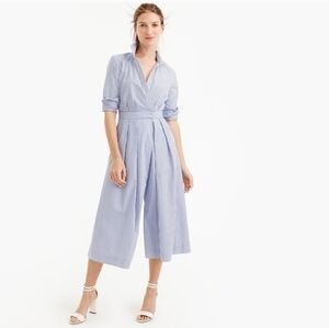 J. Crew Wide Leg Jumpsuit in Shirting Stripe